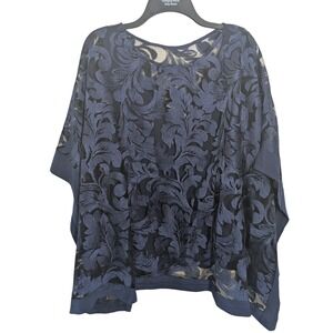 Oleg Cassini Navy Sheer Embroidered
Poncho with Tank Layer Size 18W‎